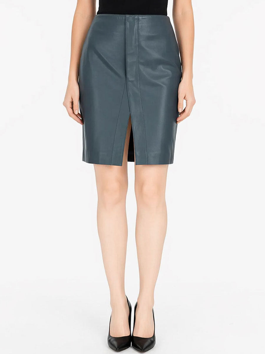 Leather Skirt Blue