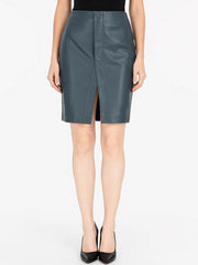 Leather Skirt Blue