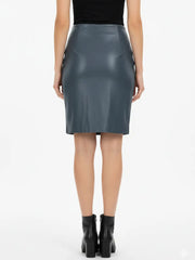 Leather Skirt Blue