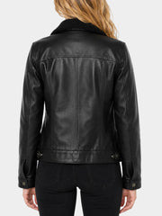 Ulani Black Leather Sherpa Lined Jacket