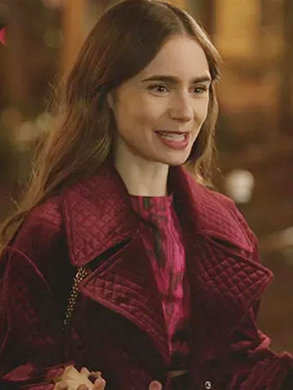 Emily In Paris Lily Collins Maroon Jacket