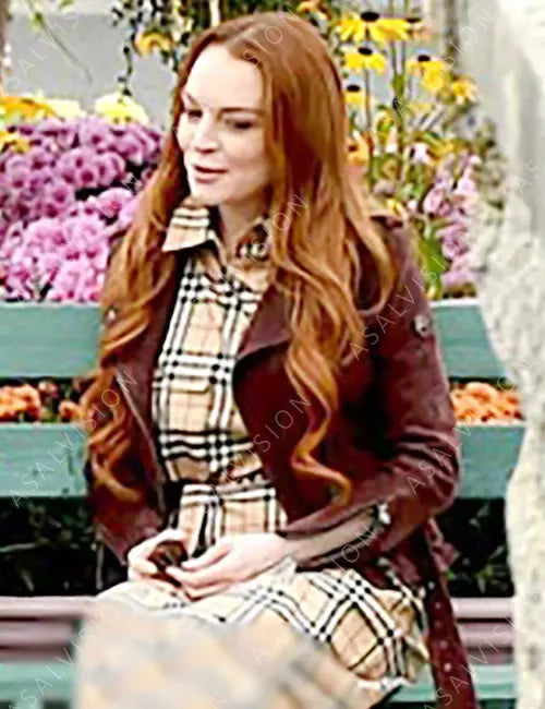 Irish Wish Lindsay Lohan Maroon Leather Jacket