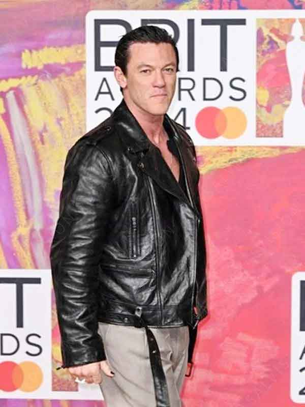 BRIT Awards 2024 Luke Evans Black Leather Jacket