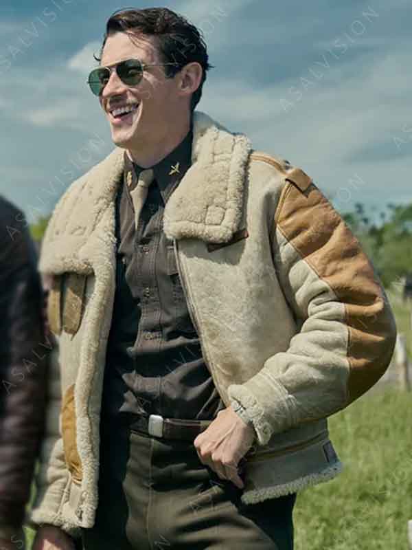 Masters of the Air 2024 Maj. John Bucky Egan Shearling Jacket
