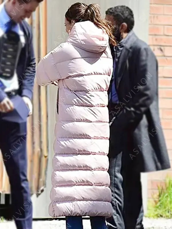 Maya Stern Fool Me Once Pink Long Puffer Coat