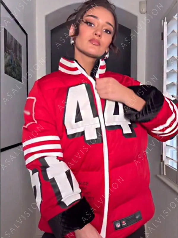 Kristin Juszczyk 49ers Red Puffer Jacket
