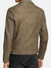 Gravik Brown Distressed Leather Biker Jacket