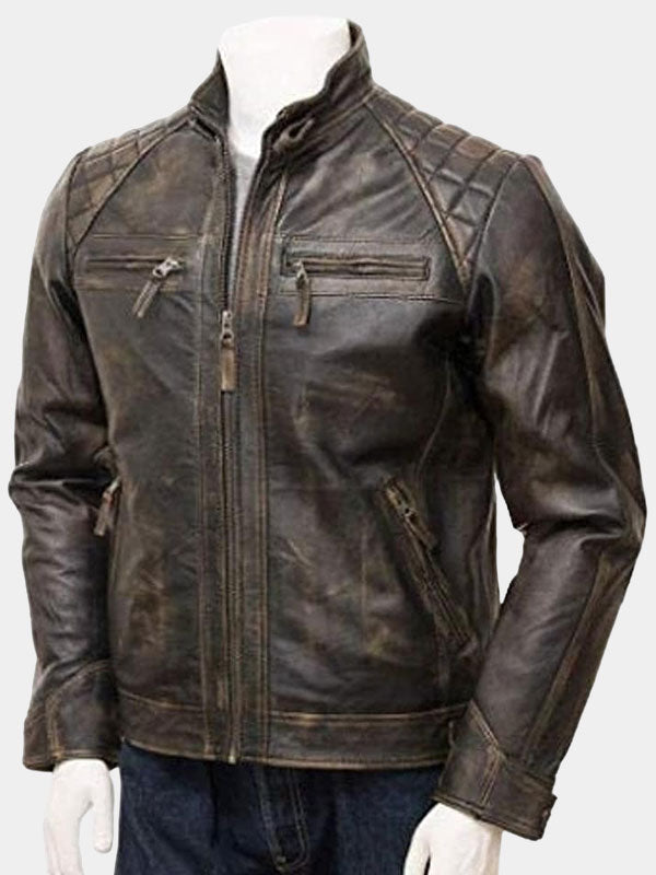 Diamond Classic Brown Vintage Leather Jacket