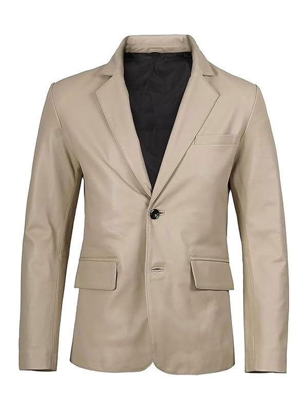 Panelist Beige Leather Blazer