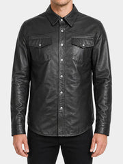 Zevran Black Lighweight Leather Shirt