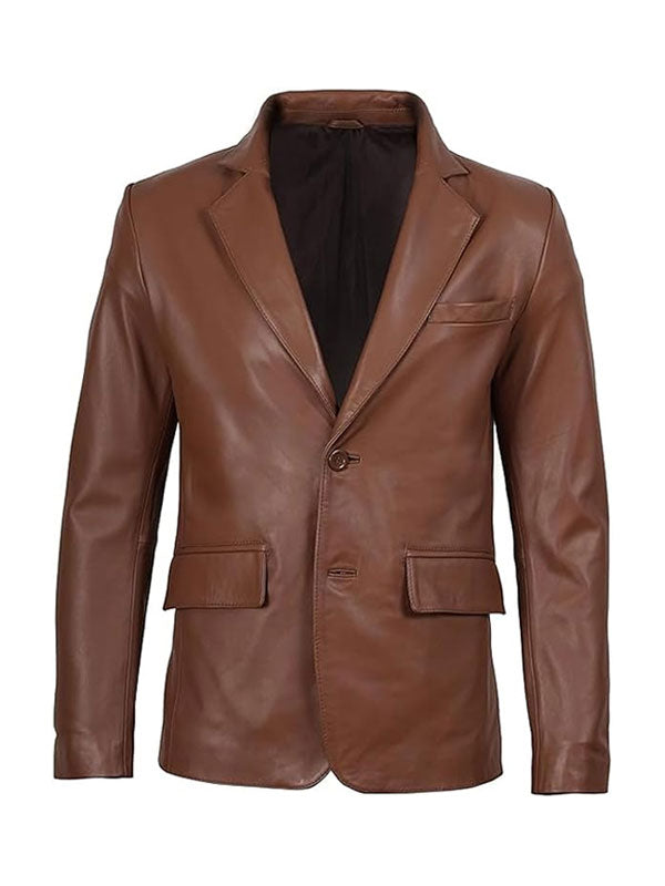 Panelist Brown Leather Blazer