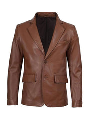 Panelist Brown Leather Blazer