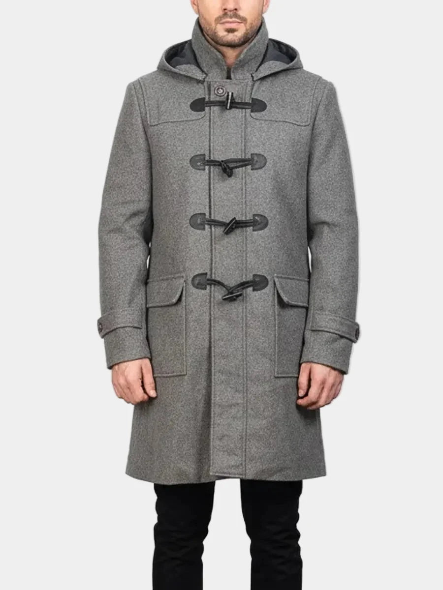 Men's Grey Duffle Wool Coat