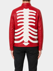 Men's Red Skeleton Leather Jacket