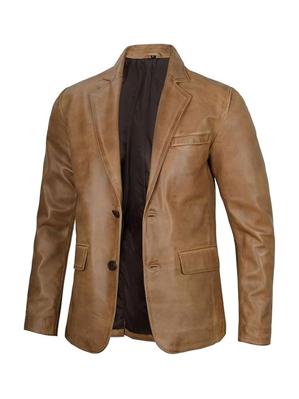 Panelist Tan Leather Blazer