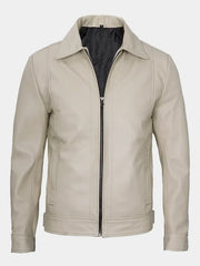 Mens Beige Leather Jacket