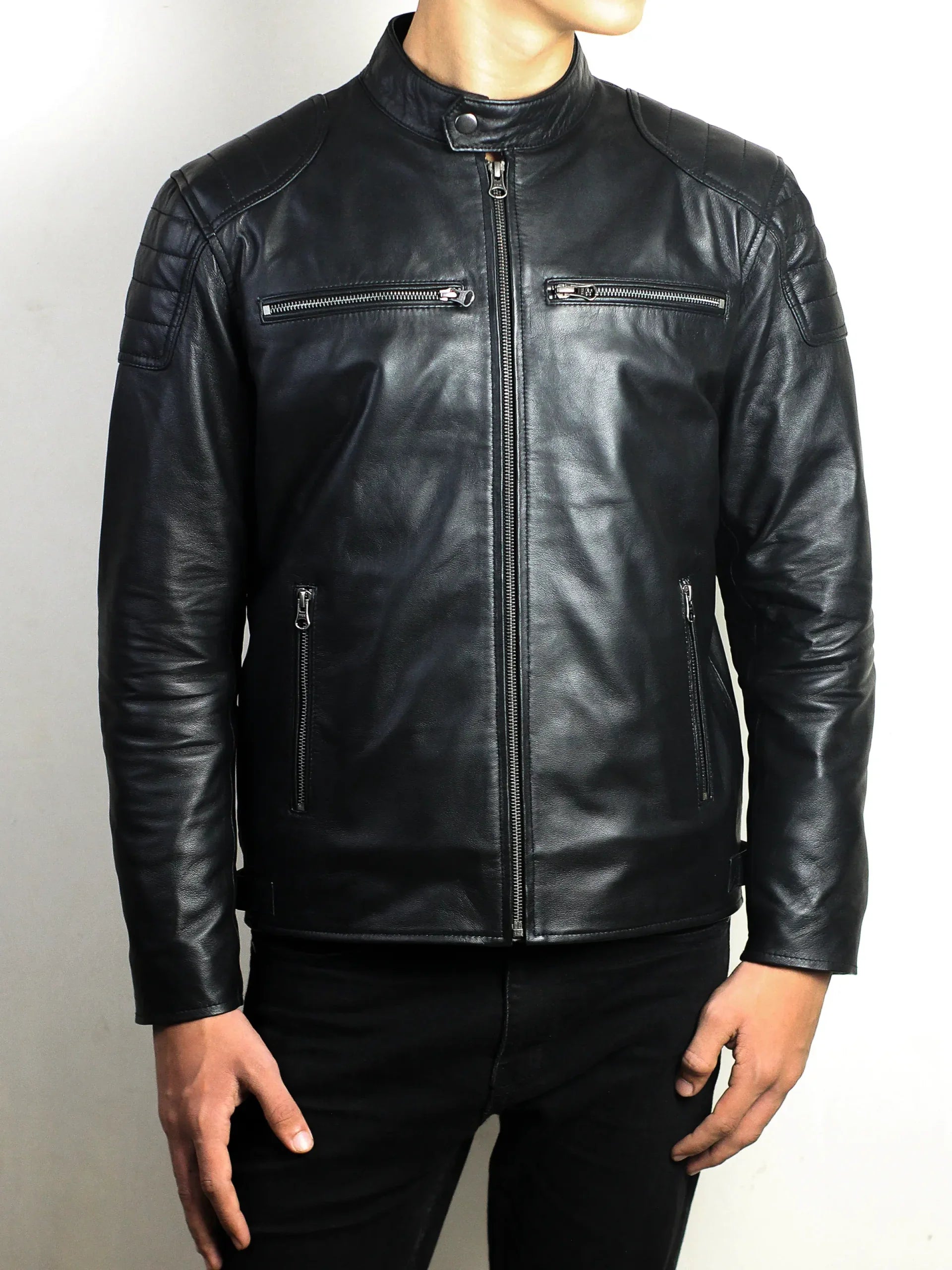 Fenric Men's Black Cafe Racer Jacket