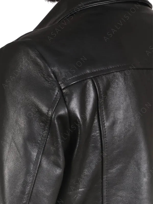 Ralph Long Black Leather Trench Coat