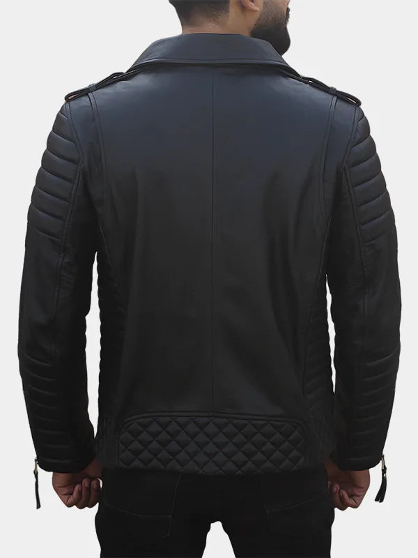 Zerick Black Biker Leather Jacket