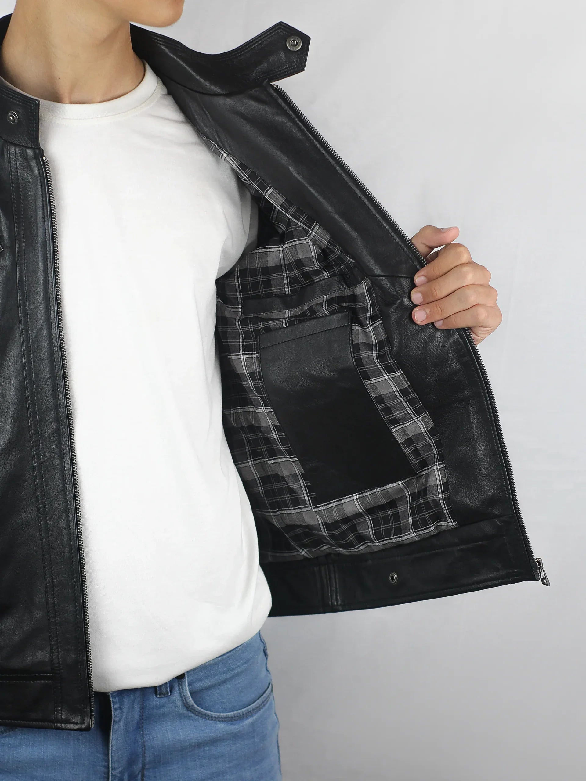 Zevian Men's Cafe Racer 2026 Black Leather Jacket