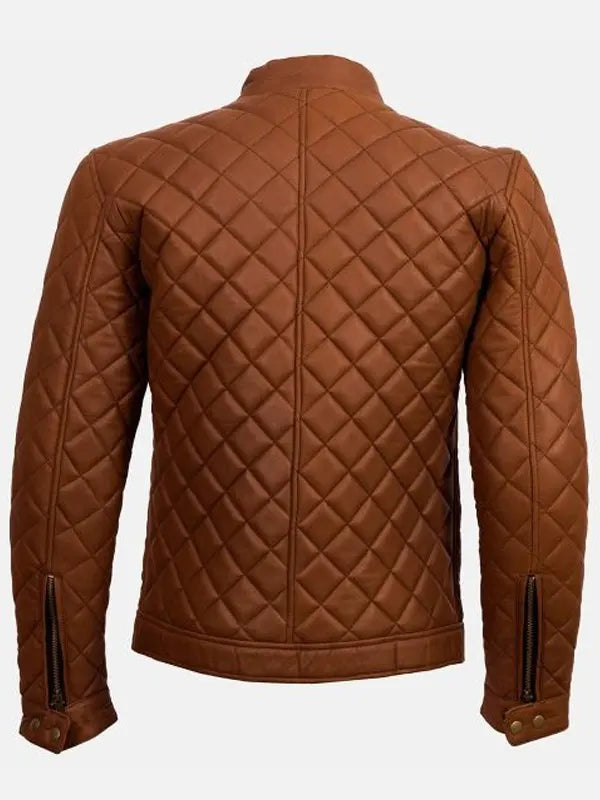 Men's Cafe Racer Quilted Leather Jacket