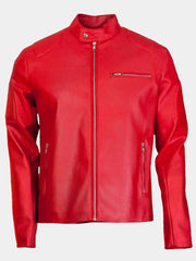 Roklan Cafe Racer Red Leather Jacket