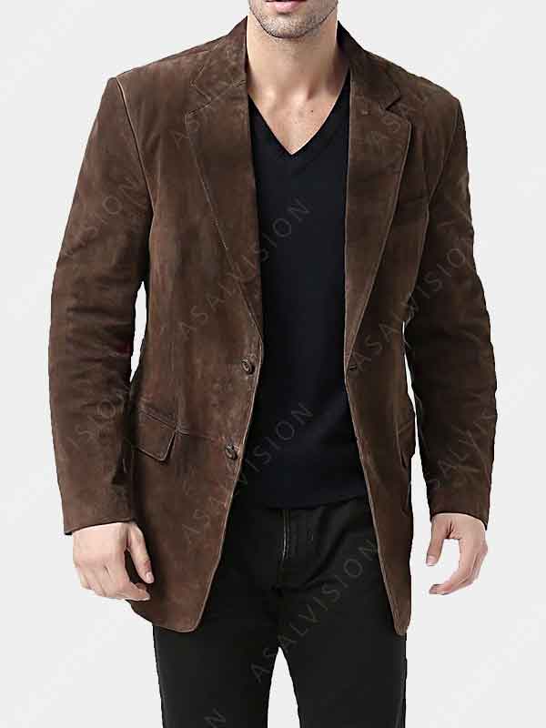Mens Chocolate Brown Vintage Suede Blazer