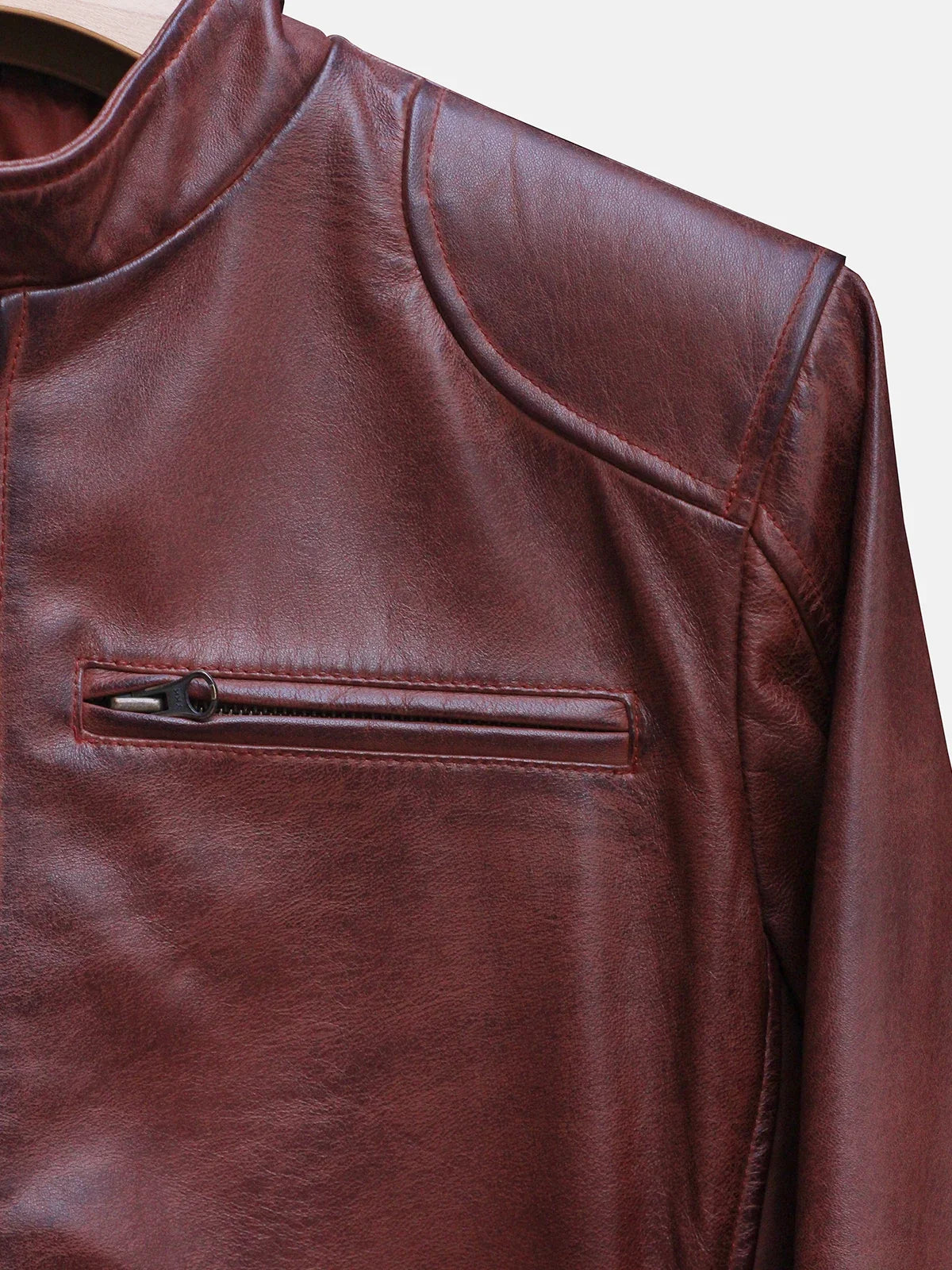 Declan Men's Cognac Cafe Racer Leather Jacket
