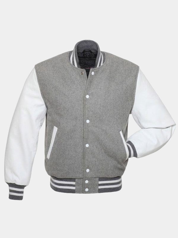 Men's Grey Varsity Bomber Jacket