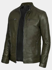 Declan Military Green Leather Jacket For Men