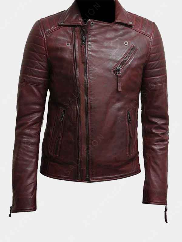 Wraithen Burgundy Biker Jacket