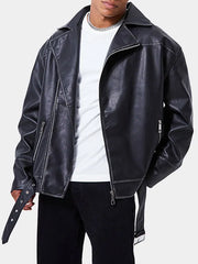 Stormer Black Oversized Biker Jacket