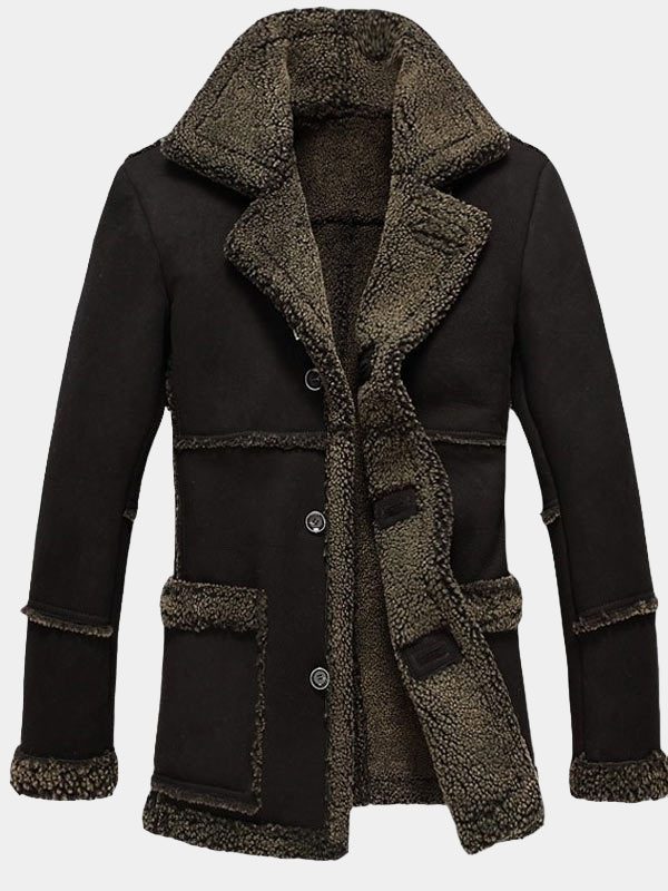 Mens Reacher Style Black Shearling Coat