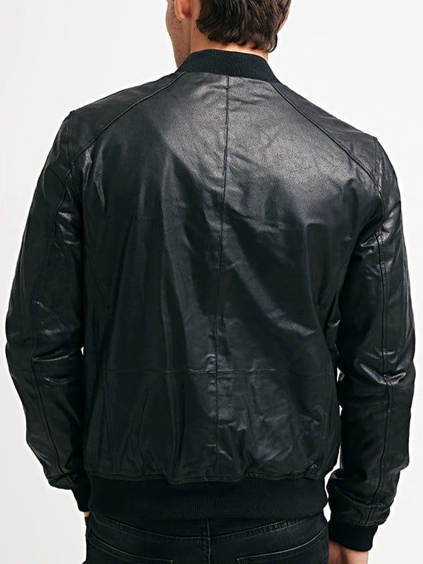 Real Sheepskin Bomber Leather Jacket For Men