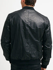 Real Sheepskin Bomber Leather Jacket For Men