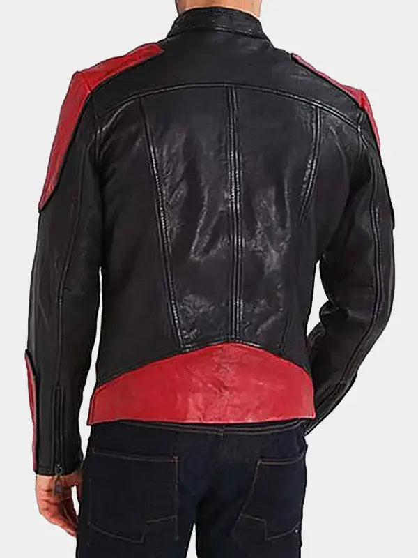 Men's Red And Black Leather Jacket