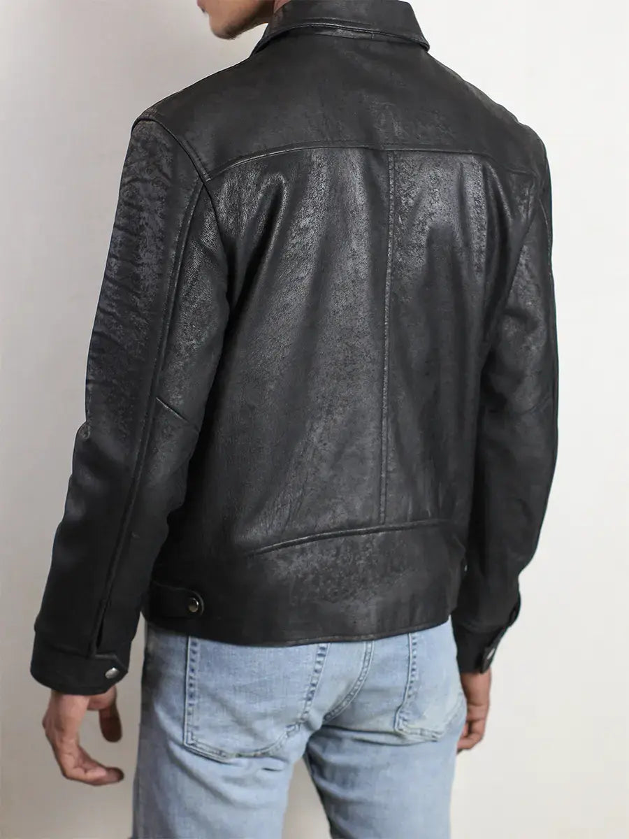 Knoxridge Black Men's Textured Leather Jacket