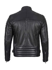 Falric Black Padded Racer Leather Jacket