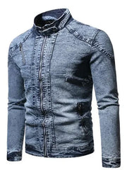 Mens Slim Fit Style Ice Blue Denim Jacket