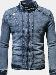 Mens Slim Fit Style Ice Blue Denim Jacket