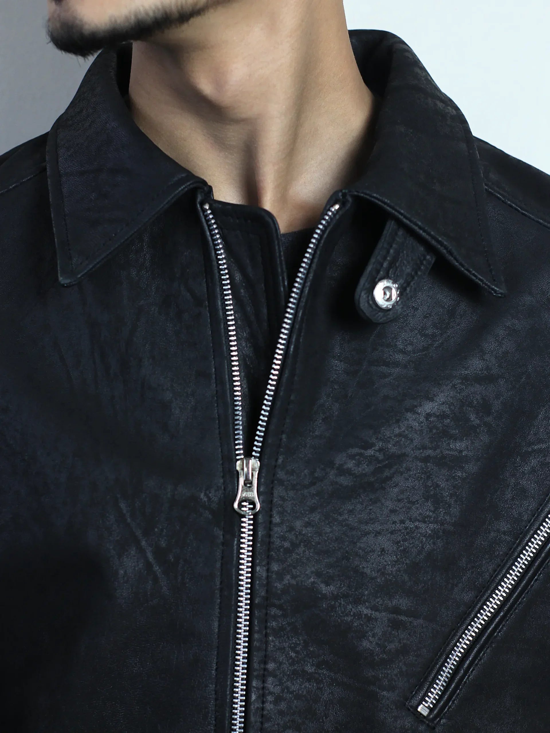 Knoxridge Black Men's Textured Leather Jacket