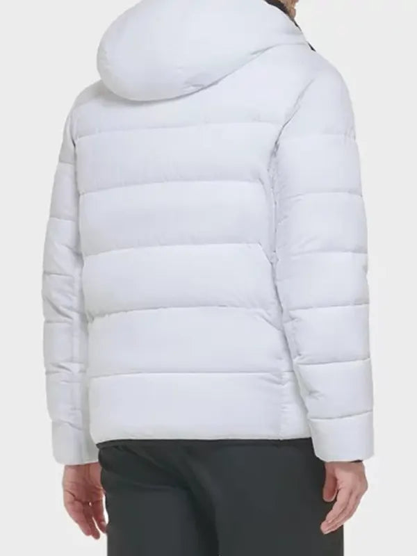 Men's White Puffer Jacket With Hood