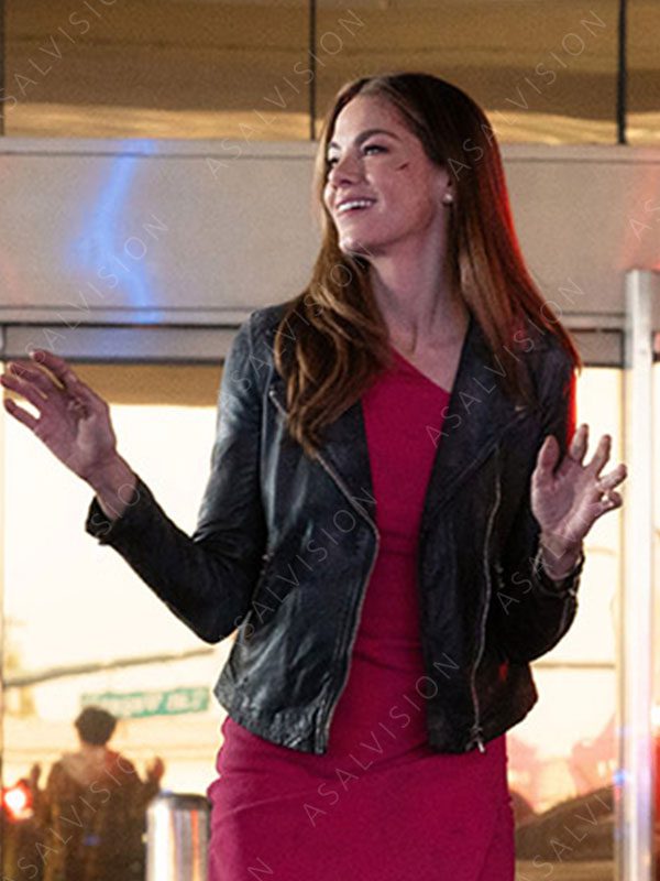The Family Plan 2023 Michelle Monaghan Black Leather Jacket