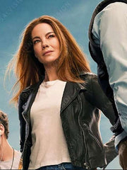 The Family Plan 2023 Michelle Monaghan Black Leather Jacket