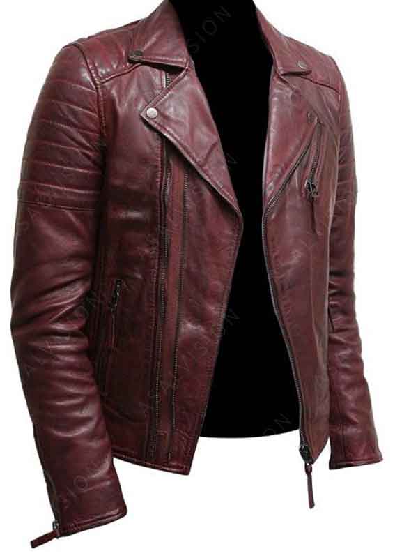 Wraithen Burgundy Biker Jacket