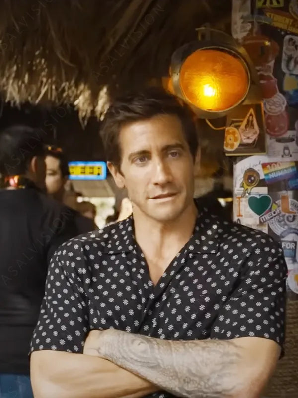 Jake Gyllenhaal Road House 2024 Black Floral Shirt