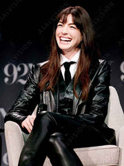 The Idea Of You 2024 Anne Hathaway Slim Fit Leather Blazer