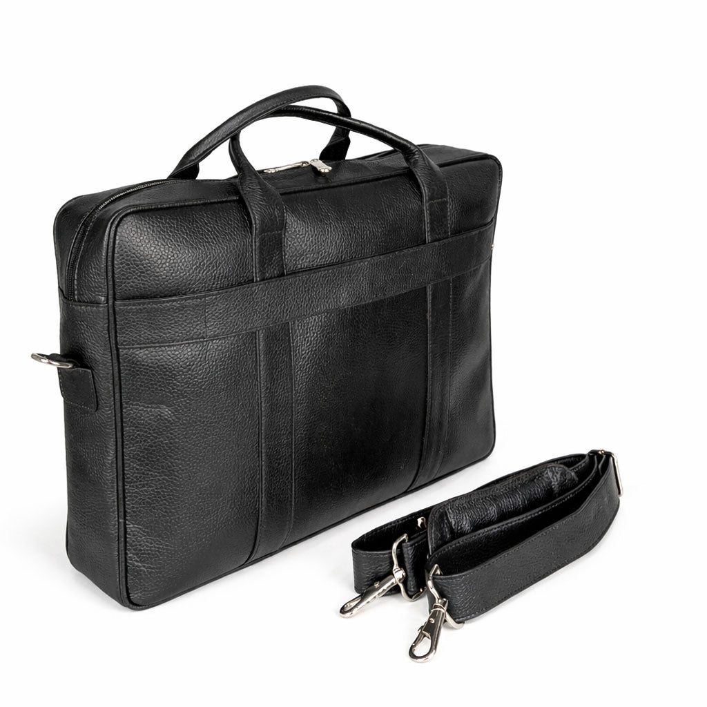 Neve Black Leather Laptop Bag
