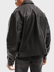 Men's Oversized Black Leather Jacket