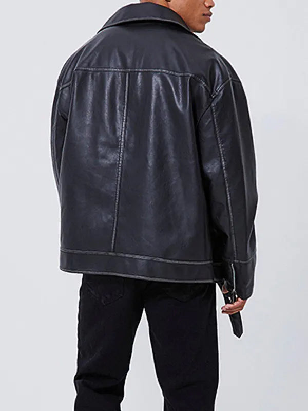 Stormer Black Oversized Biker Jacket